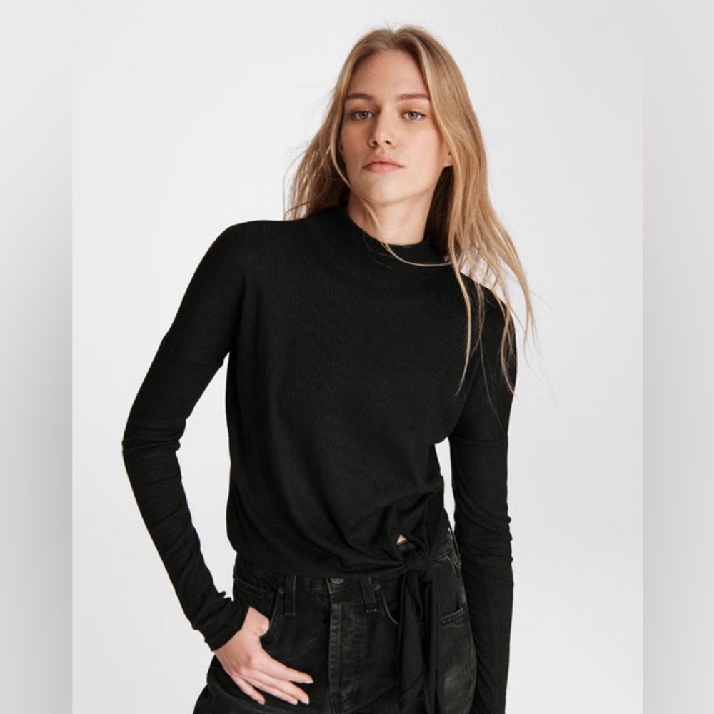Rag & Bone The Rib Knit Tie Turtleneck